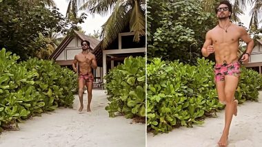 Tiger Shroff Shows Off His Toned Body As He Runs on the Maldivian Beach in Pink Shorts