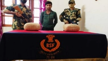 India News | West Bengal: BSF Nabs Drug Trafficker, Seizes 25 Kg Cannabis, 55 Bottles of Phensydyl