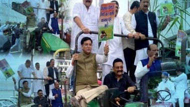 India News | Congress MLAs Arrive at Uttrakhand Assembly on Tractor with Sugarcane to Stage Protest