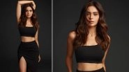 Aamna Sharif Looks Smoking Hot In a Stylish Black Crop Top With Thigh-Slit Skirt, Says &lsquo;Dream, Shine, Sparkle&rsquo; (View Pics)