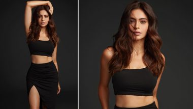 Aamna Sharif Looks Smoking Hot In a Stylish Black Crop Top With Thigh-Slit Skirt, Says ‘Dream, Shine, Sparkle’ (View Pics)