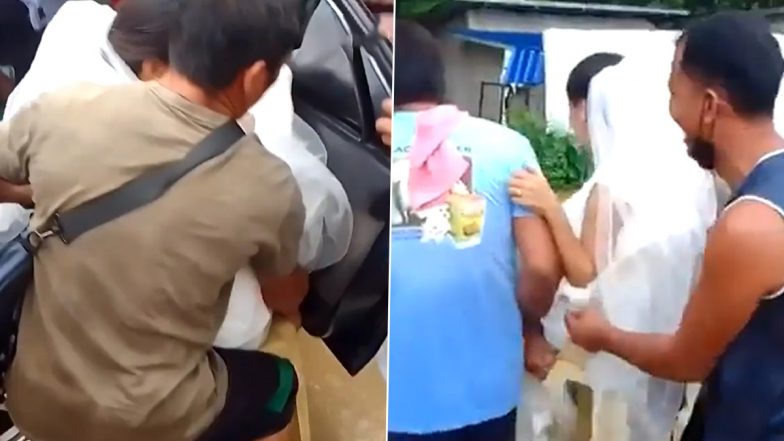 Thoughtful Wedding Guests Carry Bride On a Chair to The Church in Philippines Due to Flooded Road; Watch Video