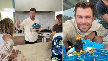 Marvel Star Chris Hemsworth Is Delighted With the Beautiful Birthday Cake Baked by His Kids (See Pics)