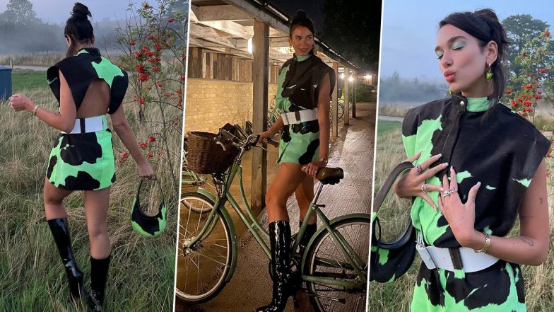 Dua Lipa Enjoys ‘Simple Life’ In a Vibrant Acid Print Cow-Print Vest Dress With Thigh-High Boots, Shares Stunning Snaps