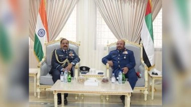 World News | IAF Chief RKS Bhadauria Calls on UAE Air Force Commander, Holds Talks to Strengthen Relationship Between Forces