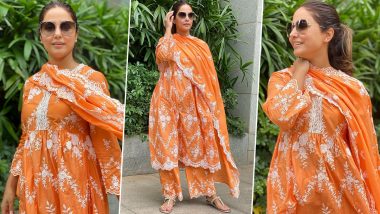 Hina Khan Keeps Her Monsoon Ethnic Look Light And Breezy In Stylish Orange Suit, Says ‘More Selflove Babygirl’ (View Pics)