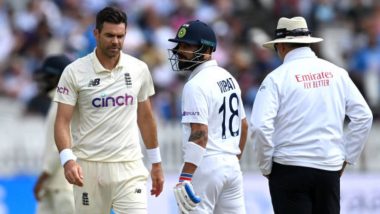 'This Isn’t Your Backyard' Virat Kohli to James Anderson As They Engage in War of Words at Lord’s on Day 4 of Second Test (Watch Video)