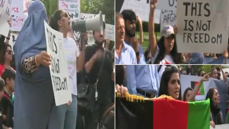 'Biden You Betrayed Us, Biden You Are Responsible,' Chant Afghanistan Nationals Outside the White House After Kabul Fell to the Taliban (Watch Video)