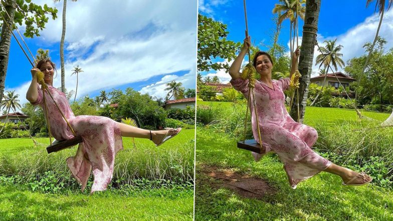 Rubina Dilaik Enjoys Some Swing Time In a Beautiful Sheer Dress, Shares Stunning Pics From Picturesque Location