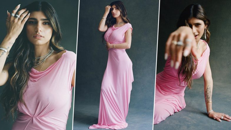 Mia Khalifa Flaunts Her Sexy Curves In Bubblegum Pink Maxi Dress Says ‘i Feel Pretty In Pink