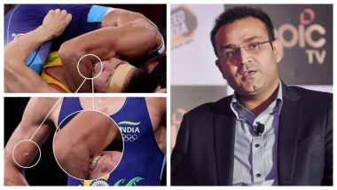 Ravi Kumar Dahiya Bitten on Arm by Nurislam Sanayev During Men's Wrestling 57kgs Semi-Final at Tokyo Olympics 2020, Virender Sehwag Calls it ‘Disgraceful’ (See Pics)