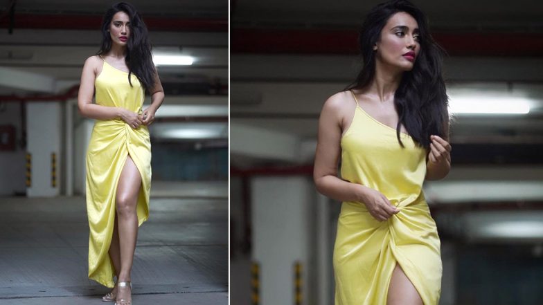 Surbhi Jyoti's Yellow Front-Slit Slip Dress Is Perfect Outfit For a Romantic Date Night (View Pics)