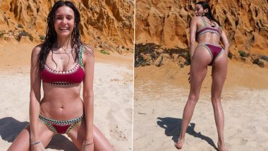 Nina Dobrev Puts Her Derriere On Display In a Maroon Two-Piece, Shares Racy Snaps