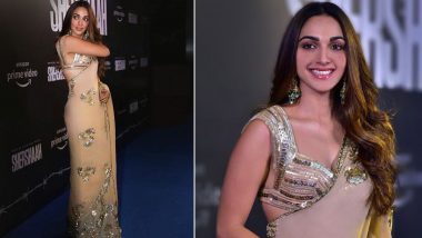 Raksha Bandhan 2021 Celeb-Inspired Look: Kiara Advani Gives Ethnic Fashion Inspo In Gorgeous Beige Gold Metal Work Saree (View Pics)