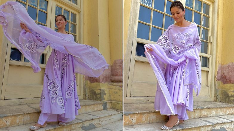 Rubina Dilaik Looks Oh-So-Beautiful In Purple Handpainted Suit, Shares Stunning Pics From Latest Photoshoot