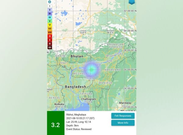 India News | 3.2 Magnitude Earthquake Strikes Meghalaya's Ri-Bhoi