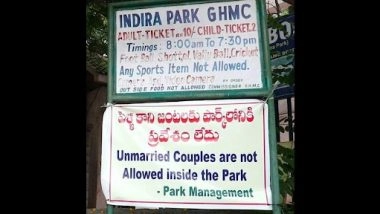 'Unmarried Couples Not Allowed': This Photo of Notice Reportedly Outside Indira Park in Hyderabad Is Going Viral!
