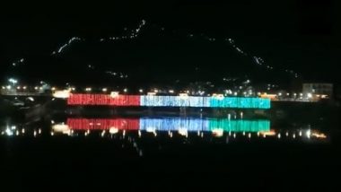 Jammu & Kashmir: Zero Bridge in Srinagar Illuminated in Colours of the Tricolour Ahead of Independence Day 2021 (Watch Video)