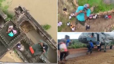 Madhya Pradesh Floods: IAF Continues To Carry Out Rescue Operations in Flood-Hit Shivpuri District (Watch Video)