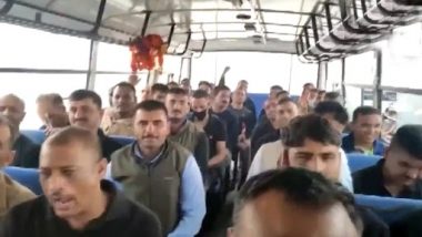 Indians Evacuated From Kabul Chant ‘Bharat Mata Ki Jai’ After Landing at Jamnagar Airbase in Gujarat (Watch Video)