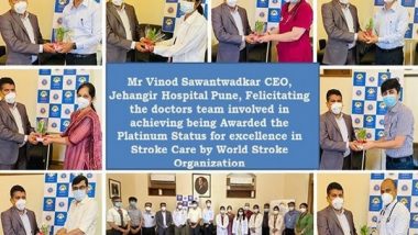 Business News | Pune-based Jehangir Hospital Felicitated with World Stroke Organisation Award