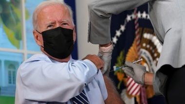 US President Joe Biden Gets COVID-19 Booster Shot, Says To Beat This Pandemic We Need to Get Folks Vaccinated (Watch Video)