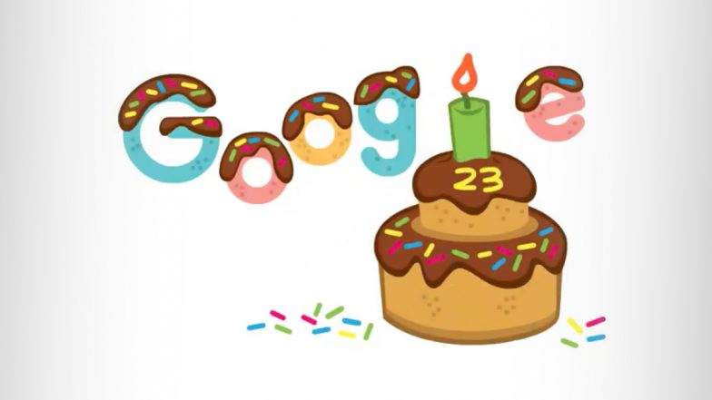 Google Turns 23: Here's Special Google's 23rd Birthday Doodle With Cake, Candles and Colorful Frosting!