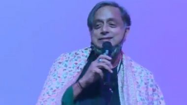 Shashi Tharoor Sings Famous Bollywood Song 'Ek Ajnabee Haseena Se' On Stage After Cultural Programme by Doordarshan Srinagar (Watch Video)