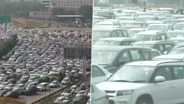 Bharat Bandh Today: Commuters on Delhi-Jaipur Expressway Face Huge Traffic Congestion as Police Put Barriers at Border