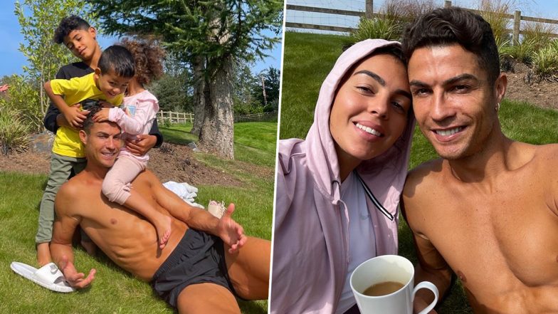 Cristiano Ronaldo Poses With Children and Girlfriend Georgina Rodriguez in Manchester Ahead of his Much-Awaited Return for Red Devils (Check Post)