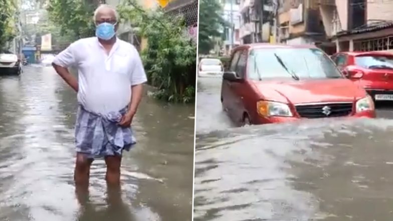 Kolkata Rains: TMC MP Sougata Roy Wades Through Knee-Deep Water (Watch Video)