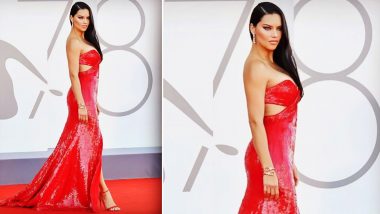 Adriana Lima Stuns In a Gorgeous Strapless Red Gown at Venice Film Festival 2021(View Pic)