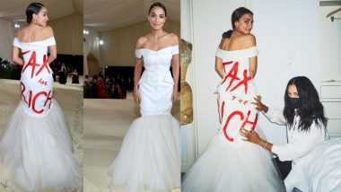 Alexandria Ocasio-Cortez’s Met Gala 2021 Gown With ‘Tax the Rich’ Political Message Goes Viral
