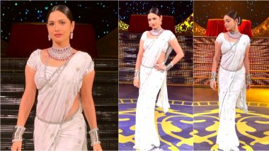 Ganesh Chaturthi 2021: Ankita Lokhande Is a Vision in Silver-White Saree for Pavitra Rishta Ganpati Event (View Pics)