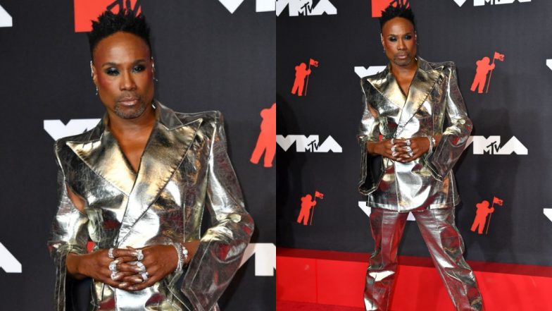 Billy Porter Shines Bright in a Silver Metallic Outfit and Sassy Platform Boots at 2021 VMAs (View Pic)