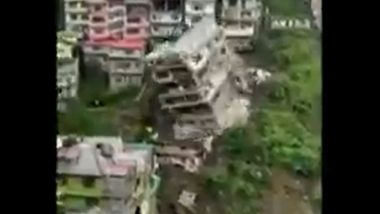 Landslide in Shimla: Multi-Storey Building Collapses, No Casualties Reported (Watch Video)