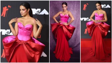 Camila Cabello Sizzles in Pink and Red Bustier Gown With Dramatic Waist Bow at VMAs 2021 Red Carpet (View Photos)