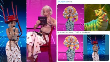 Doja Cat Funny Memes Go Viral After American Rapper Wears Chair As Hat, a Worm Dress & More in Series of Bizarre Outfits at VMAs 2021