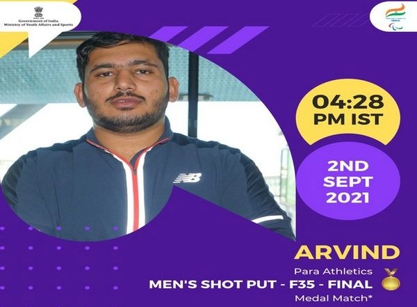 Sports News | Tokyo Paralympics: India's Arvind Finishes 7th in Men's Shot Put (F35) Event