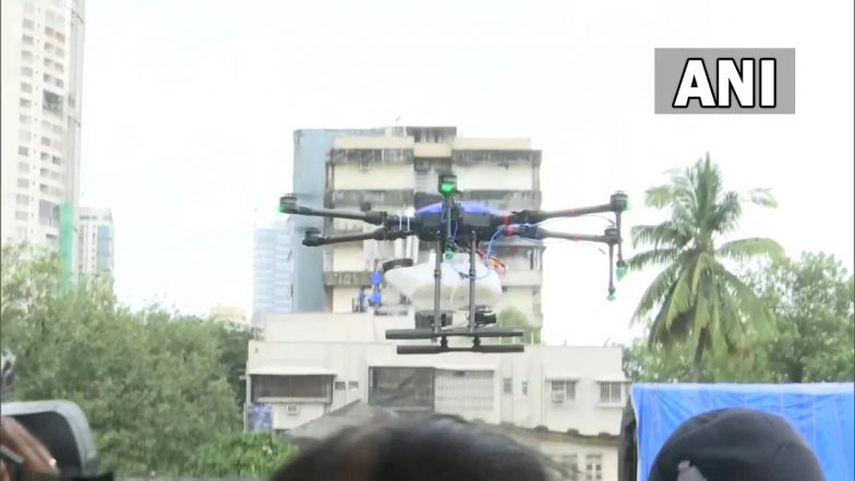 Drone Used by BMC To Carry Out Sanitisation Drive in Mumbai’s Dhobi Ghat Area To Prevent Spread of Dengue, Malaria (See Pics)