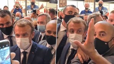 France: Egg Thrown at President Emmanuel Macron During Visit to Lyon (Watch Video)