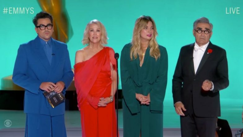 Emmys 2021: Schitt’s Creek Cast's Reunion Grabs Limelight With Dan Levy, Eugene Levy and Others in Attendance (Watch Video)