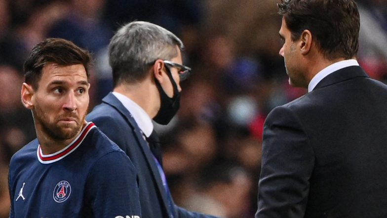 Lionel Messi Unhappy at Being Substituted During PSG vs Lyon Ligue 1 2021–22 Clash, Refuses Handshake With Manager Mauricio Pochettino (Watch Video)