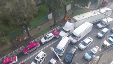 Mexico: Truck Driver Creates Ruckus As He Tries To Pave Way Through Standstill Traffic by Ramming Taxi and Other Cars (Watch Video)