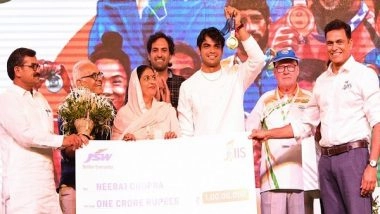 Sports News | JSW Group Felicitates Tokyo Olympics Medallists, Neeraj Chopra Says His Gold Medal is the Start of 'global Success'