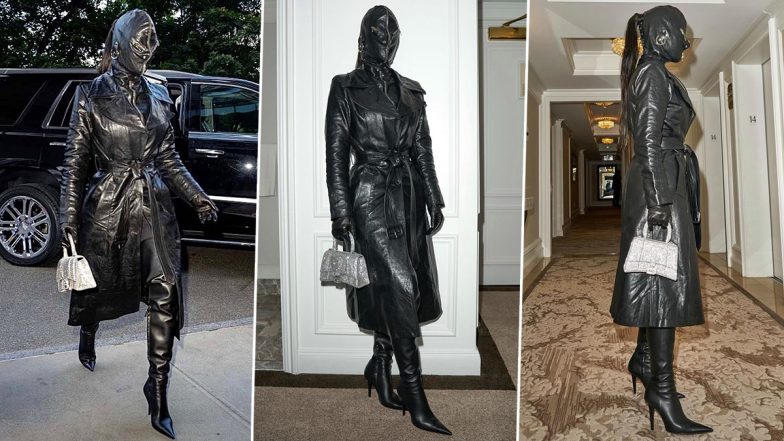 Kim Kardashian Opts for a Head-to-Toe Leather Outfit by Balenciaga in NYC; Not To Miss Her Face Mask (View Pics)