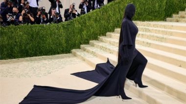 Kim Kardashian Wears Balaclava in an All-Black Head-to-Toe Balenciaga Ensemble To Steal the Show at Met Gala 2021 Red Carpet (View Photos)