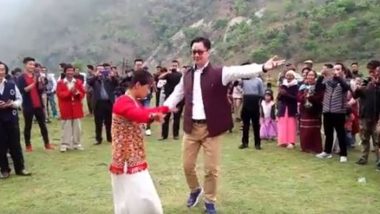 Kiren Rijiju Seen Dancing With Villagers on Traditional Song in Arunachal Pradesh, PM Narendra Modi Calls Him ‘Decent Dancer’