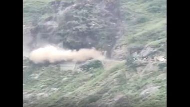 Himachal Pradesh: NH-5 Blocked Due to Landslide Near Shimla's Jeori Area (Watch Video)