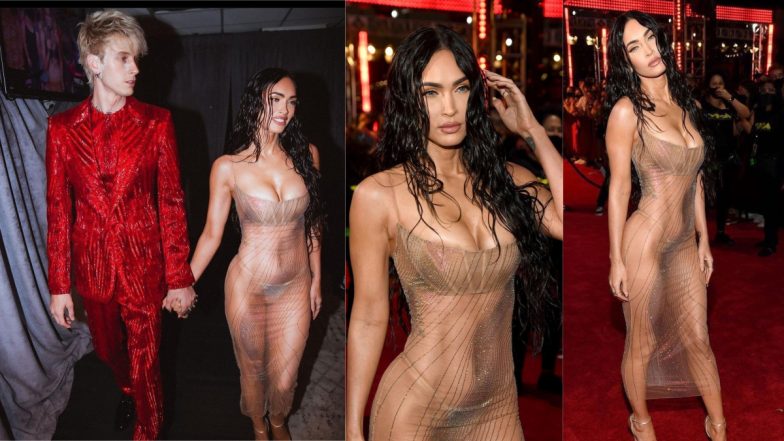 Megan Fox Stuns in Nakedest Dress With Beau Machine Gun Kelly by the Side on VMAs Red Carpet 2021, View Gorgeous Pics